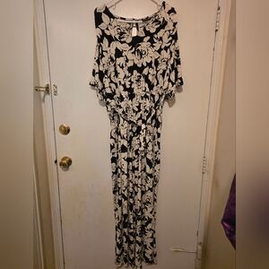 Lane Bryant Black and White Floral Jumpsuit